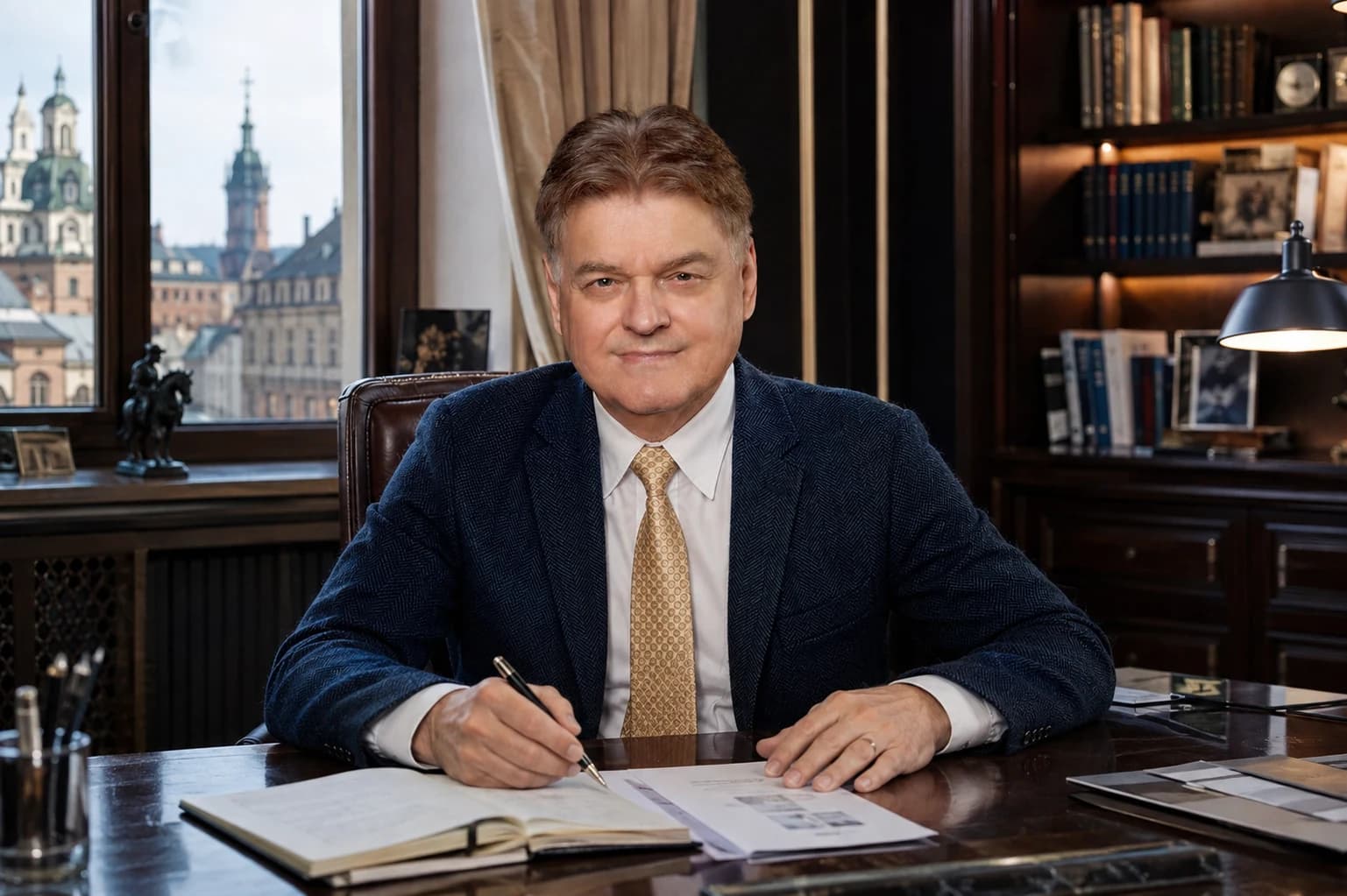 Tadeusz Kowalski przy biurku w Krakowie